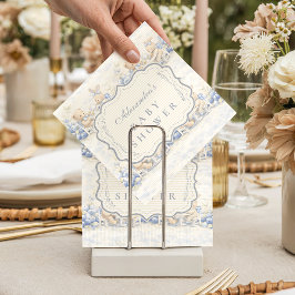 Berry Sweet Blue Toile Nursery Baby Shower スタンダードカクテルナプキン