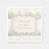 Berry Sweet Blue Toile Nursery Baby Shower スタンダードカクテルナプキン (正面)
