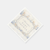 Berry Sweet Blue Toile Nursery Baby Shower スタンダードカクテルナプキン (角)