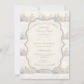 Berry Sweet Blue Toile Nursery Baby Shower 招待状 (正面)