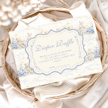 Berry Sweet Blue Toile Nursery Diapper Raffle
