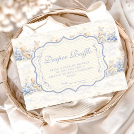 Berry Sweet Blue Toile Nursery Diapper Raffle エンクロージャーカード