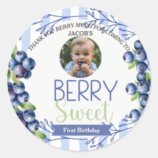 Berry Sweet Blueberry Birthday photo ラウンドシール