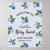 Berry Sweet Blueberry Boy Baby Shower Welcome Sign ポスター (正面)