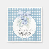 Berry Sweet Blueberry Gingham Baby Shower スタンダードカクテルナプキン (正面)