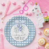 Berry Sweet Blueberry Gingham Baby Shower ペーパープレート (パーティー)