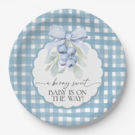 Berry Sweet Blueberry Gingham Baby Shower ペーパープレート