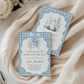 Berry Sweet Blueberry Gingham Baby Shower 招待状