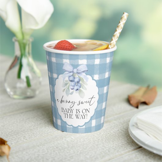 Berry Sweet Blueberry Gingham Baby Shower 紙コップ (インサイチュ)