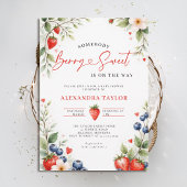 Berry Sweet Botanical Berries Script Baby Shower 招待状