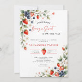 Berry Sweet Botanical Berries Vines Baby Shower 招待状 (正面)