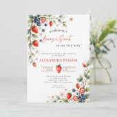 Berry Sweet Botanical Berries Vines Baby Shower 招待状 (スタンド正面)