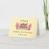 Berry Sweet Bunnies Light Yellow Kids Birthday  カード (正面)