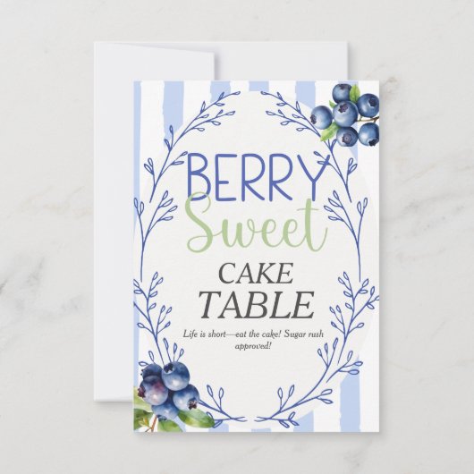 Berry Sweet CAKE TABLE blueberry Sign 招待状 (裏面)