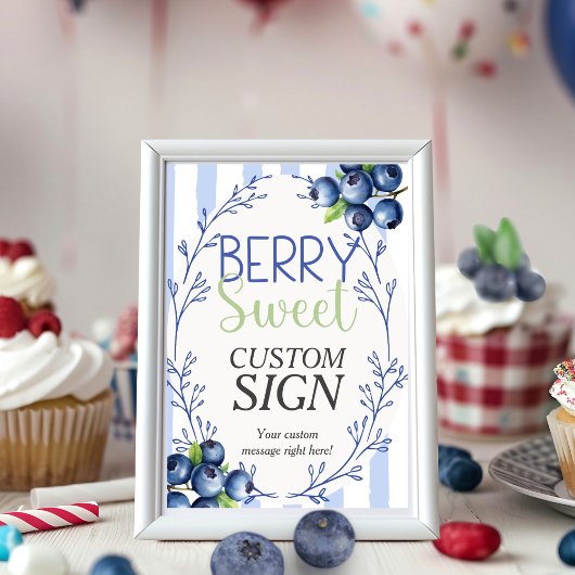 Berry Sweet Custom Pink Blueberry  Sign  招待状