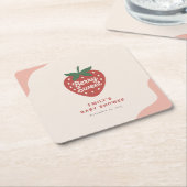 Berry Sweet Cute Baby Shower スクエアペーパーコースター (アングル)