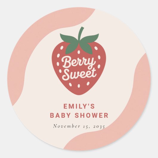 Berry Sweet Cute Baby Shower ラウンドシール (正面)