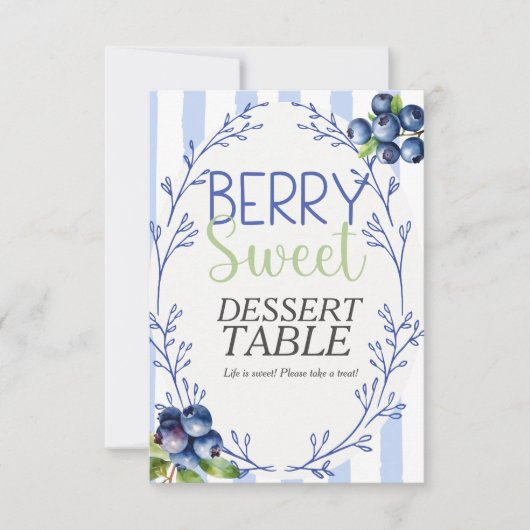 Berry Sweet Dessert TABLE Blueberry  Sign  招待状 (正面)