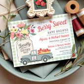 Berry Sweet Farmers Market Gingham Boy Baby Shower 招待状
