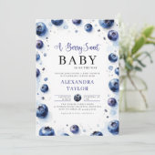 Berry Sweet Farmhouse Chic Blueberries Baby Shower 招待状 (スタンド正面)