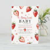 Berry Sweet Farmhouse Chic Watercolor Baby Shower 招待状 (スタンド正面)