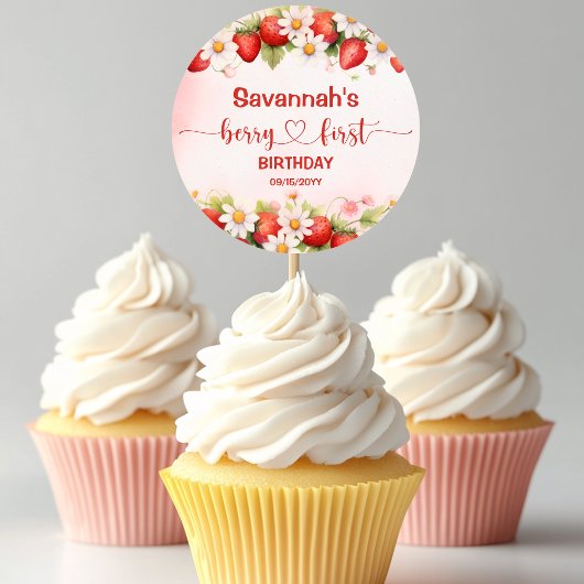 Berry Sweet First Birthday ラウンドシール