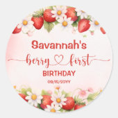 Berry Sweet First Birthday ラウンドシール (正面)