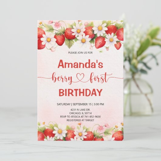 Berry Sweet First Birthday 招待状 (スタンド正面)