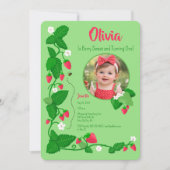 Berry Sweet First Birthday Strawberry Photo 招待状 (正面)