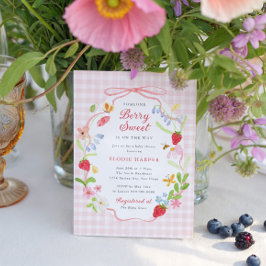 Berry Sweet Floral Strawberry Baby Shower 招待状