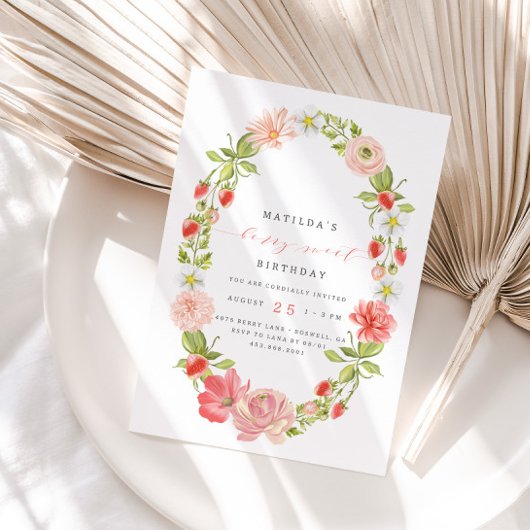 Berry Sweet Girls Strawberry Birthday | 招待状