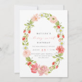 Berry Sweet Girls Strawberry Birthday | 招待状 (正面)