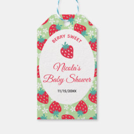 Berry Sweet Green Strawberry Baby Shower ギフトタグ
