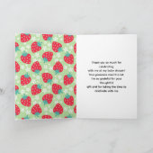 Berry Sweet Green Strawberry Baby Shower サンキューカード (内部)