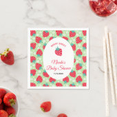 Berry Sweet Green Strawberry Baby Shower スタンダードカクテルナプキン (インサイチュ)
