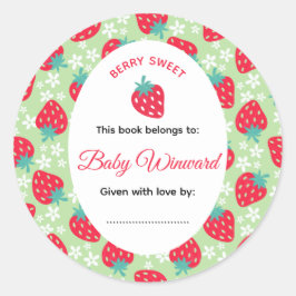 Berry Sweet Green Strawberry Baby Shower ラウンドシール