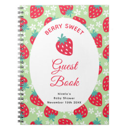 Berry Sweet Green Strawberry Baby Shower Guest Boo ノートブック