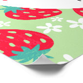 Berry Sweet Green Strawberry Baby Shower Welcome ポスター (角)