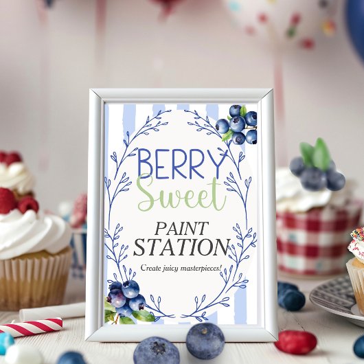 Berry Sweet Paint Station blueberry  Sign  招待状