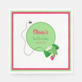 Berry Sweet Personalized Strawberry First Birthday スタンダードランチョンナプキン (正面)