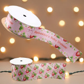 Berry Sweet Pink Bow Gingham Custom Shower サテンリボン