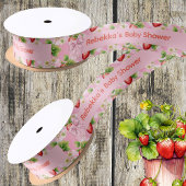 Berry Sweet Pink Bow Gingham Custom Shower サテンリボン