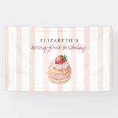 Berry Sweet Pink First Birthday 横断幕 (横)
