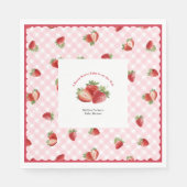 Berry Sweet Pink gingham-Baby Girl Shower スタンダードランチョンナプキン (正面)