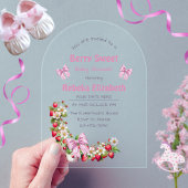Berry Sweet Pink Gingham Baby Shower Invitation アクリル招待状