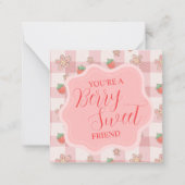 Berry Sweet Pink Gingham Valentines Classroom Card ノートカード (正面)