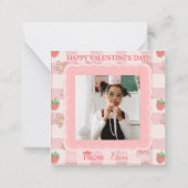 Berry Sweet Pink Gingham Valentines Classroom Card ノートカード (裏面)