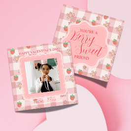 Berry Sweet Pink Gingham Valentines Classroom Card ノートカード
