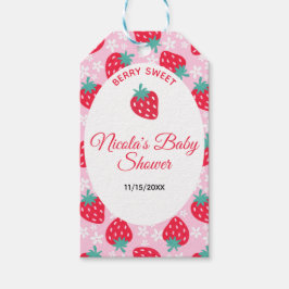 Berry Sweet Pink Strawberry Baby Shower ギフトタグ