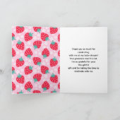 Berry Sweet Pink Strawberry Baby Shower サンキューカード (内部)